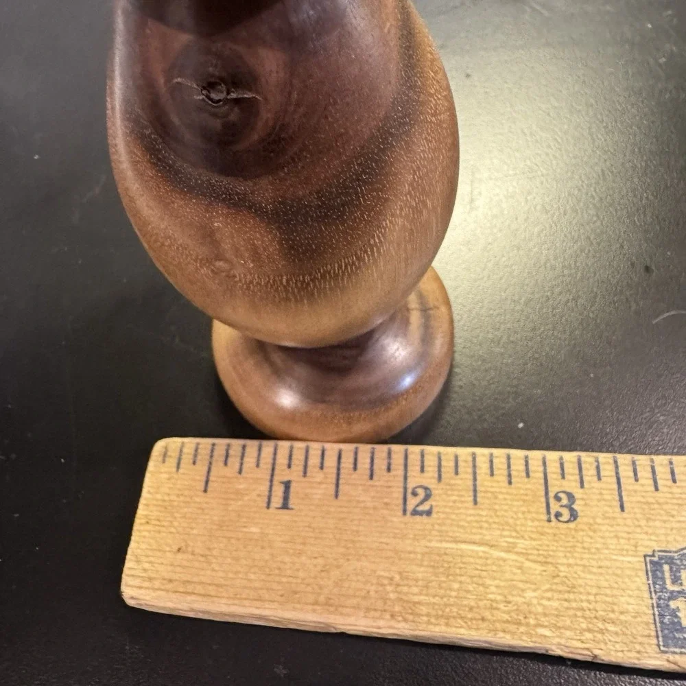 Artisan Signed Hand Crafted Turned Wood Art Decorative Vase‎ Candle Holder